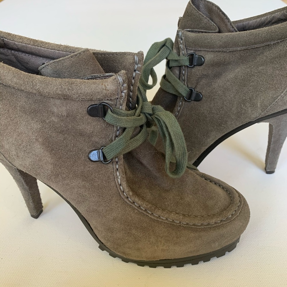 ASH olive suede lace-up ankle booties size 39